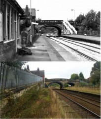 Chapeltown Station before being moved a couple of hundred metres down the track to the side of the Asda. Then & Now