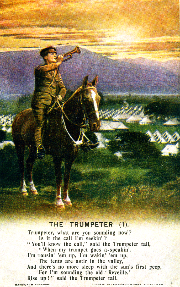 No 1 of three postcards titled The Trumpeter.png